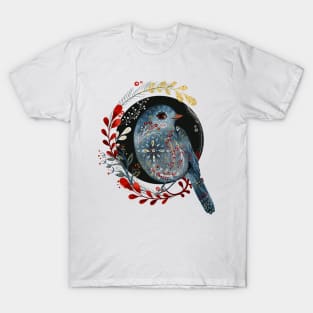 Nordic Folk Art Bird, Woodland Animal Folk Art T-Shirt